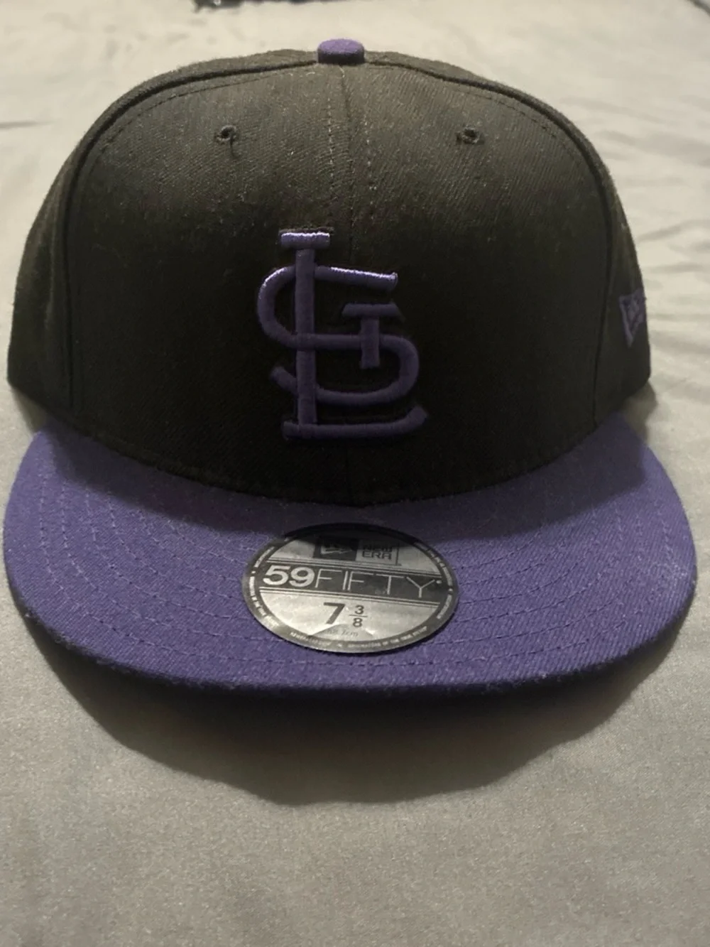 Black Baseball Cap with Purple Embroidered MLB Logo